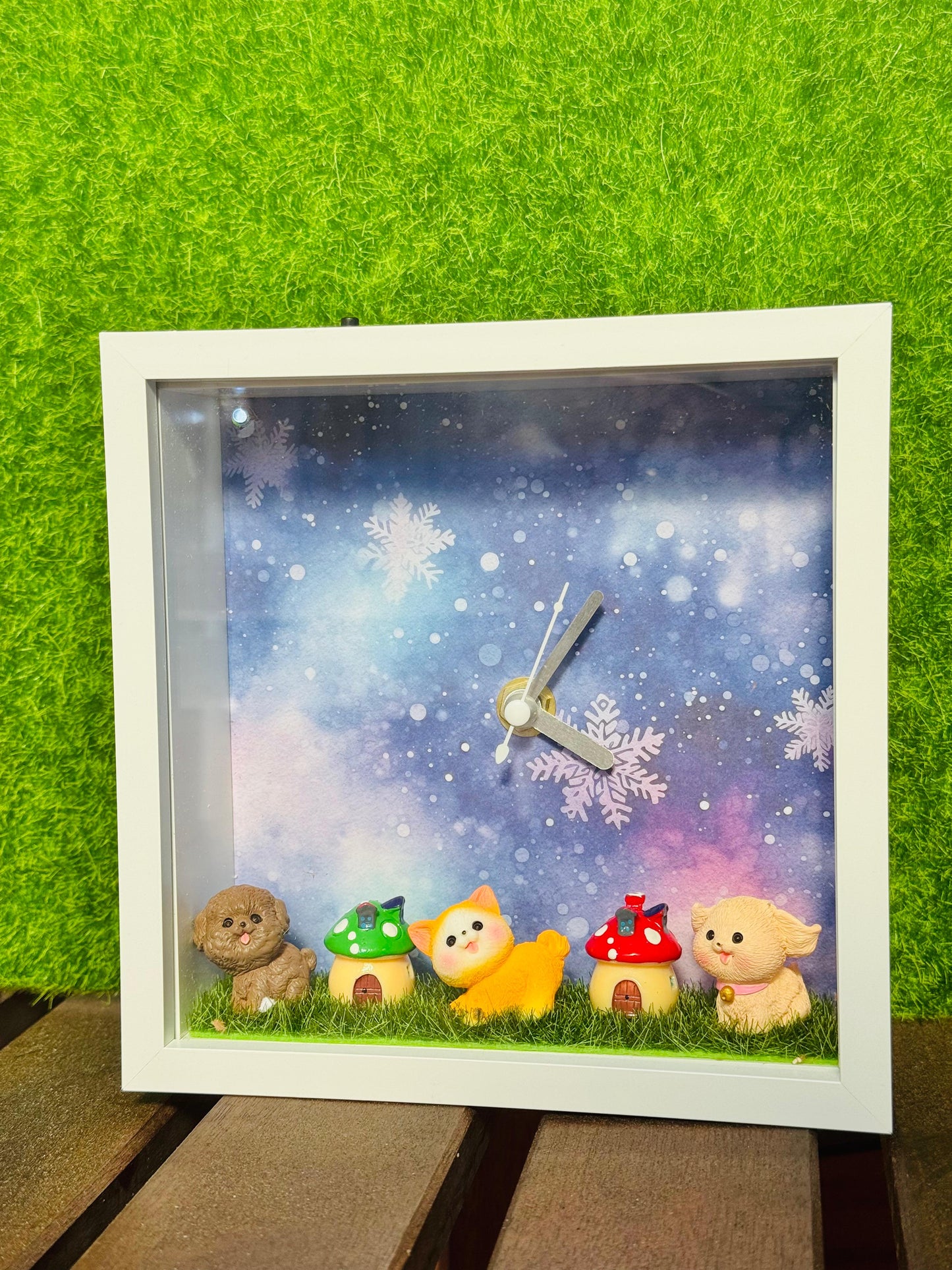 Handmade Clock Frame- Little Puppies