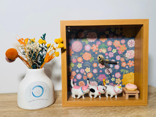 Handmade Clock Frame- Hungry Cats